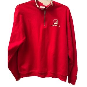 Cornell University Sweatshirt Large Red 1/4 Zip Pullover Jacket logo Champion